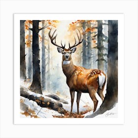 Deer In The Woods 68 Art Print