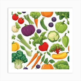 Seamless Pattern Of Vegetables 1 Art Print