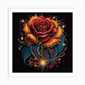 Heart and beautiful red rose 18 Art Print