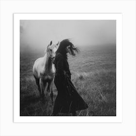 Woman And A Horse Aesthetic Art Print