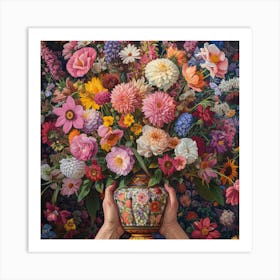 Floral Arrangement Retro Painting Art Print