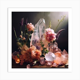 Flowers and Crystals 2 Art Print