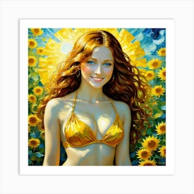 Sunflower Girlhuu Art Print