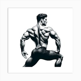 Bodybuilder Posing Art Print