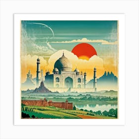 A Vintage Travel Poster Features A Collage Of Major Historical Landmarks From Different Continents (3) Art Print