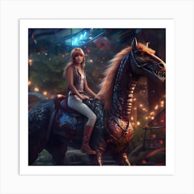 Girl Riding A Horse Art Print