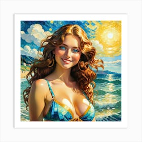 Girl On The Beach 2 Art Print