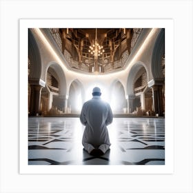 Muslim Man Praying In Mosque 2 Art Print