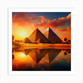 Egyptian Pyramids At Sunset, Very nice Egypt big pyramids image Art Print