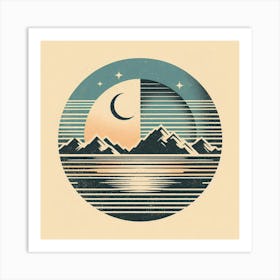 Moon And Mountains Art Print