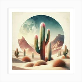 Desert Landscape With Cactus Art Print