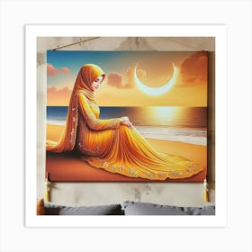 Muslim Woman On The Beach Art Print