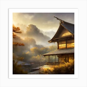 Firefly Rustic Rooftop Japanese Vintage Village Landscape 78771 (2) Affiche