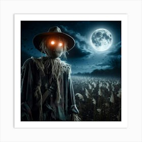 Scarecrow At Night 1 Art Print