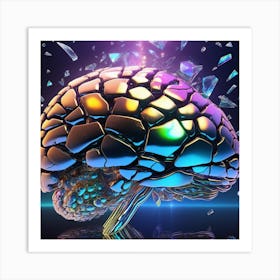 Abstract Brain With Shattered Glass Art Print