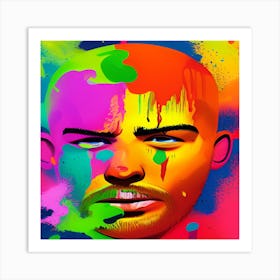 Face A Man vibrant colours painting Art Print