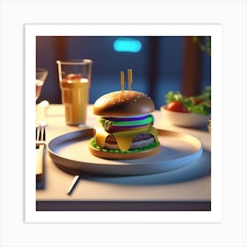 Burger On A Plate 78 Art Print