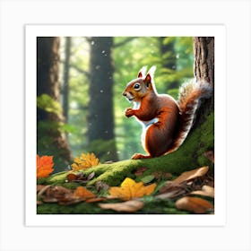 Squirrel In The Forest 353 Art Print