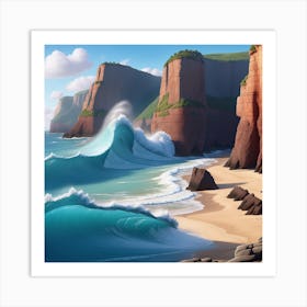 Cliffs And Waves Art Print