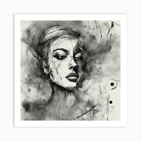 Abstract Woman In Black And White Art Print