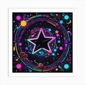 Neon Star Background Art Print