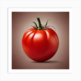 Red Tomato On Brown Background Art Print