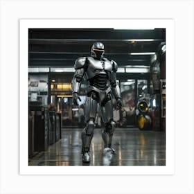 Robot In A Warehouse Art Print