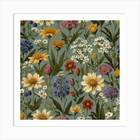 Wildflowers Seamless Pattern 1 Art Print