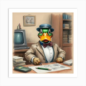 Duck In Office Art Print