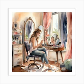 Girl In A Dressing Room Art Print