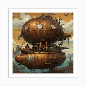 Steampunk Steamship 1 Art Print
