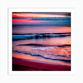 Sunset At The Beach By Person 3 Art Print