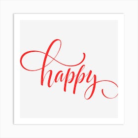 happy in red Art Print