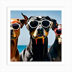 Dobermans In Sunglasses 1 Art Print