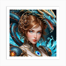 Woman With A Dragon dub Art Print