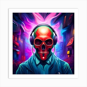 Skull In The City Art Print