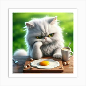 Cat With An Egg 1 Art Print