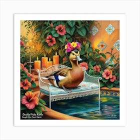 Duck With Flowers 1 Art Print