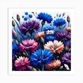 Cornflower flowers Art Print