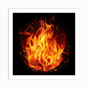 Flames On Black Background 77 Art Print