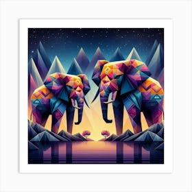 The Silent Sentinels of the Serengeti Elephants Art Print