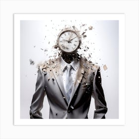 Businessman With A Clock On His Head Art Print