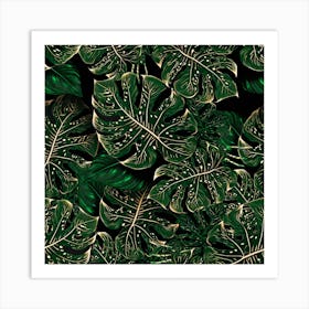 Monstera Plant Tropical Jungle Leaves Pattern Art Print