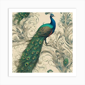 Peacock Wallpaper Art Print