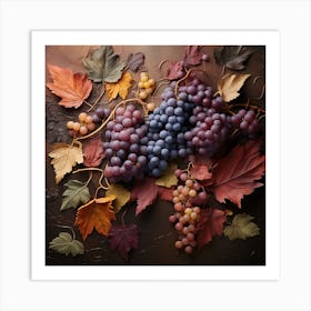 Autumn Leaves And Grapes Art Print