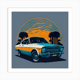 Car Colored Artwork Of Graphic Design Flat (12) Art Print