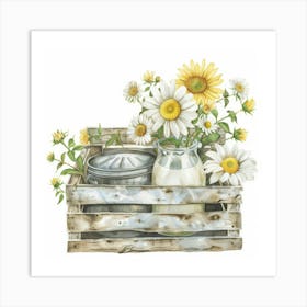 Daisies In A Crate 2 Art Print