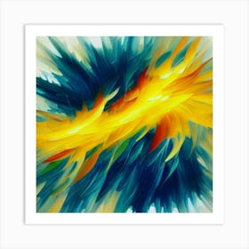 Gorgeous, distinctive yellow, green and blue abstract artwork 9 Art Print