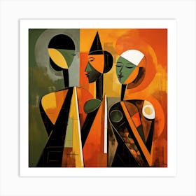 Three Women By Neeraj Kumar Art Print