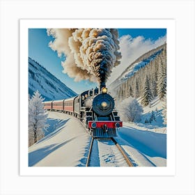 Steam Train In Winter Art Print